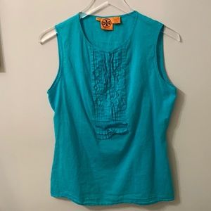 Tory Burch turquoise sleeveless blouse size 8